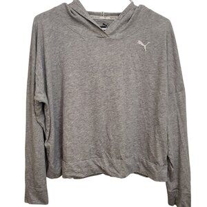 PUMA Gray Lightweight Cropped Pullover Hoodie